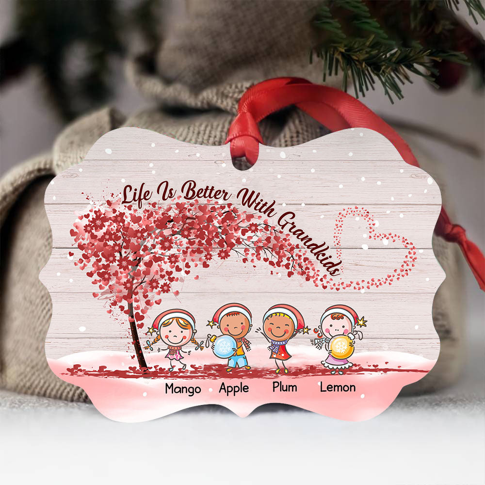 Personalized Life Is Better With Grandkids Printed Wood Benelux Ornament, Christmas Gift For Mom Grandma CHI-THUY