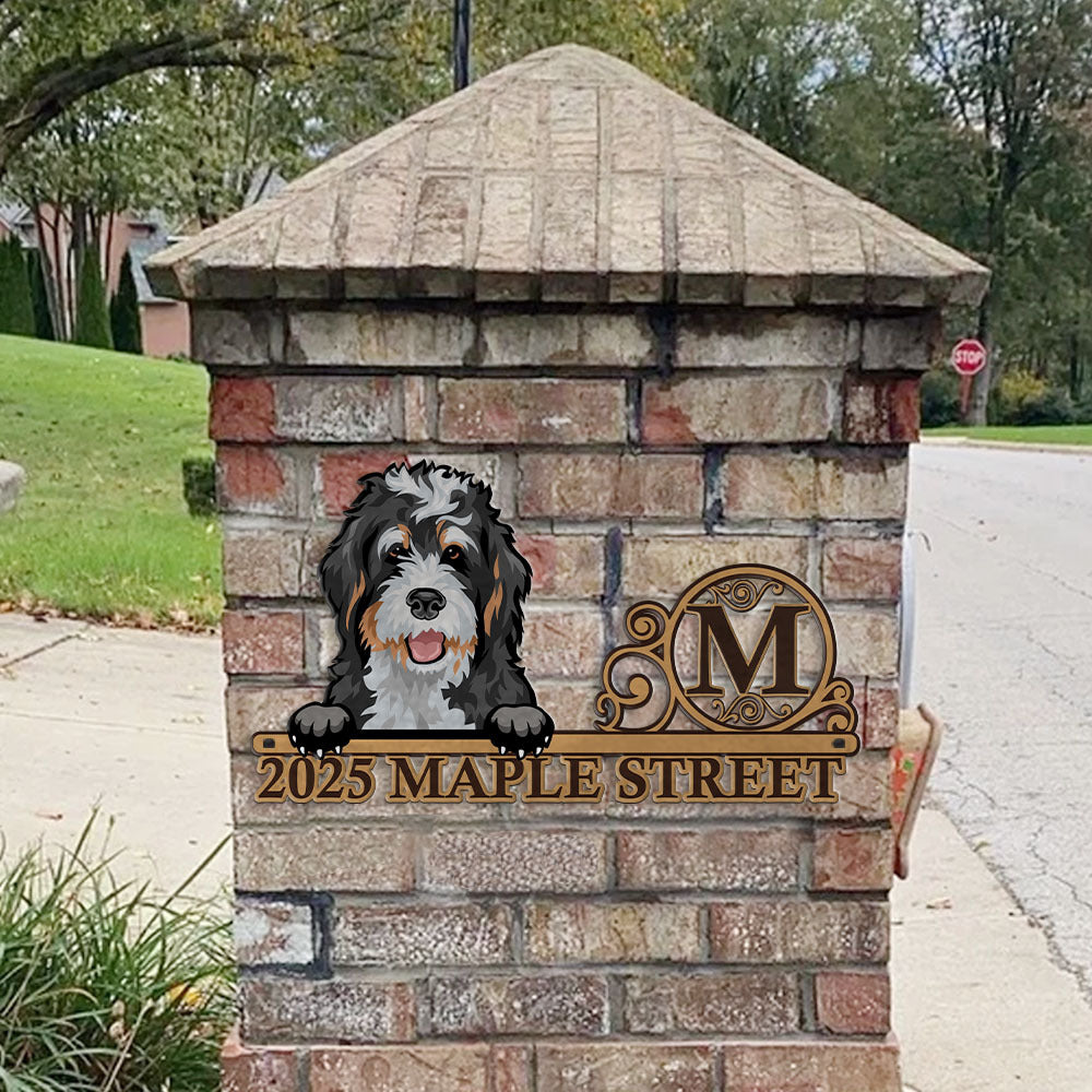 Personalized Metal Sign - Gift For Pet Lovers - Colorful Dog Cat Address Monogram Sign