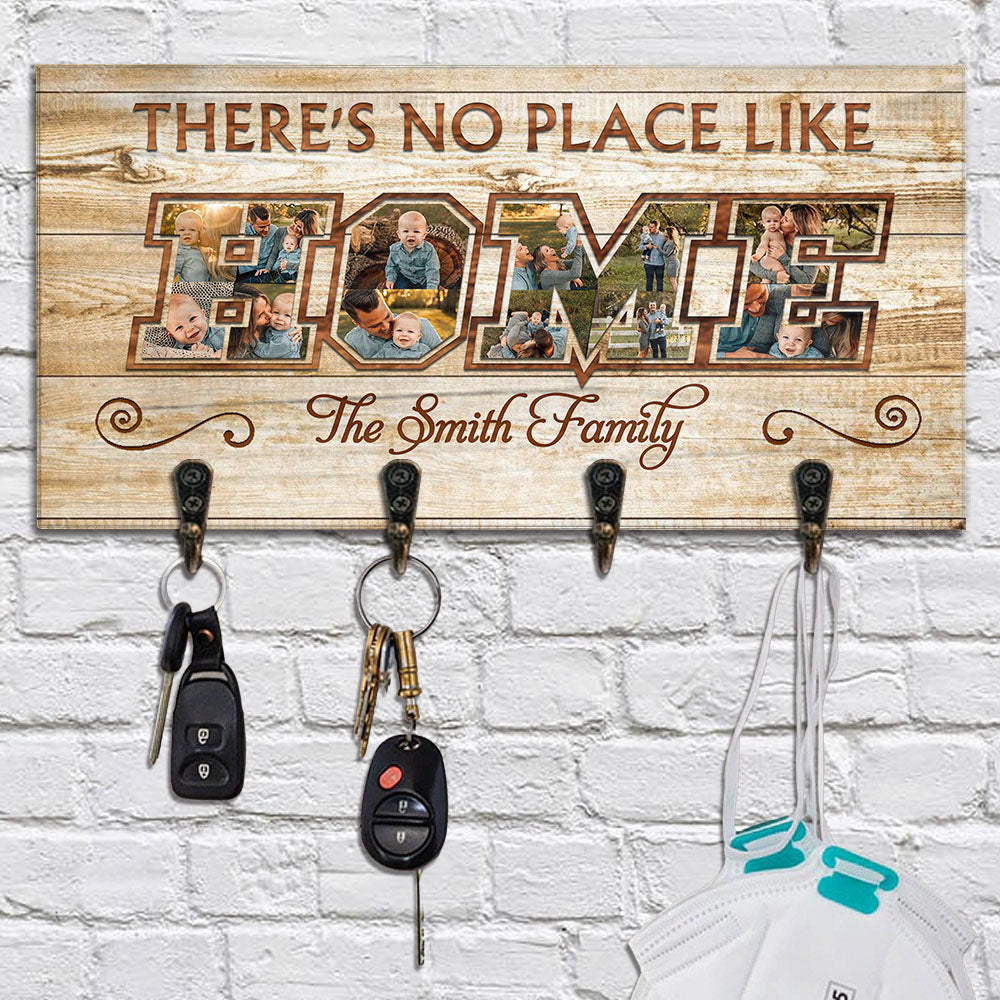 There's No Place Like Home Personalized Photo Key Hanger, Key Holder