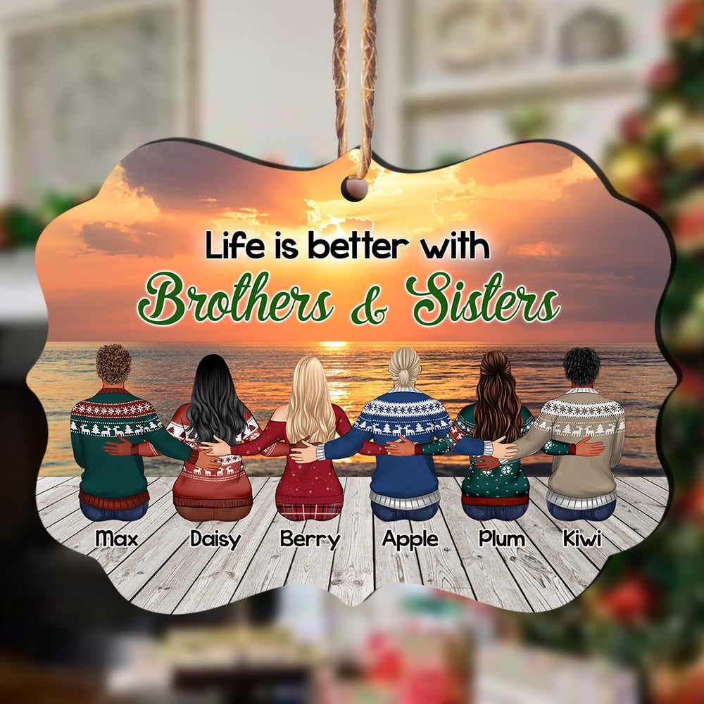 Personalized Family Members Brother Sister MDF Ornament CHI-YEN