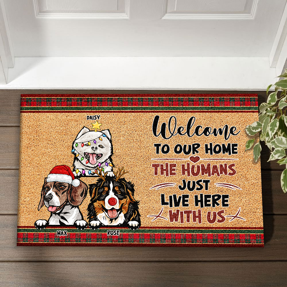 Personalized  Dog Cat Welcome To Our Home Christmas Doormat, House Decor Dung-Yen