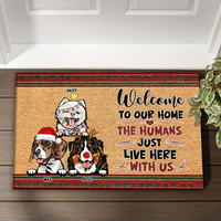 Thumbnail for Personalized  Dog Cat Welcome To Our Home Christmas Doormat, House Decor Dung-Yen