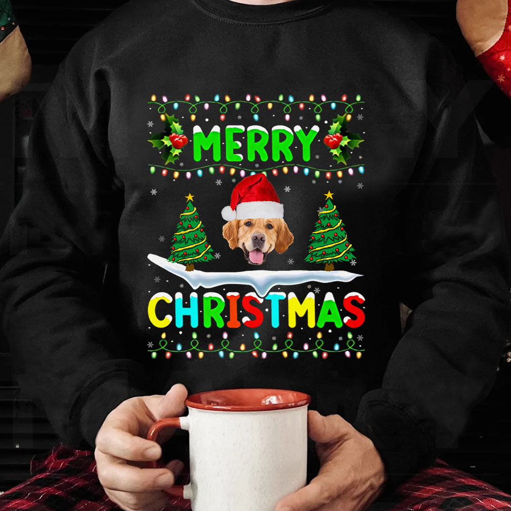 Custom Pet Face Photo Christmas Family Shirts, Christmas Gift For Dog Cat Lovers CustomCat