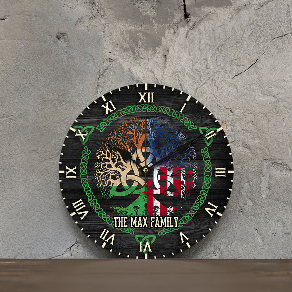 Personalized Irish By Birth American By Choice Wall Wooden Clock, Gift For Patrick's Day