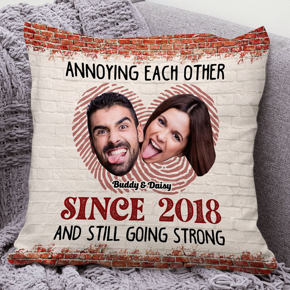 Upload Couple Photo Annoying Each Other Pillow, Custom Valentine Day Gift Dung-Thuy