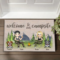 Thumbnail for Personalized Happy Campers Husband Wife And Dogs House Doormat, Gift For Camping Couple