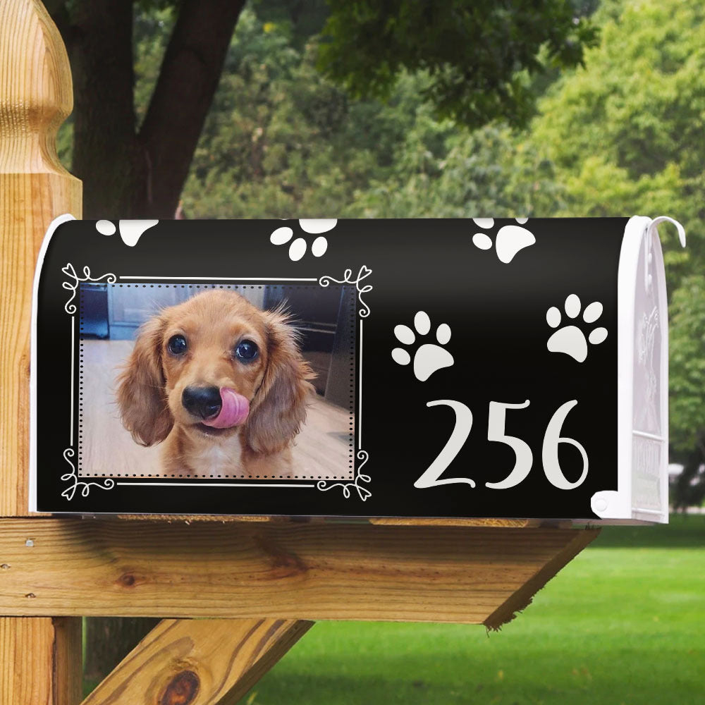 Paw Prints With Photo House Number Mailbox Cover, Pet Lover Gift YHN-THUY