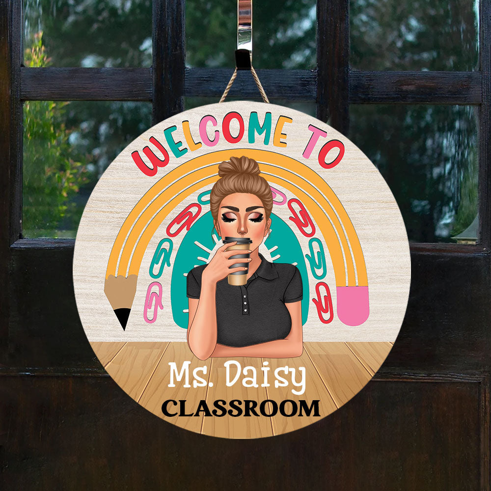 Welcome To Teacher Classroom Wood Sign, DIY Gift For Back To School