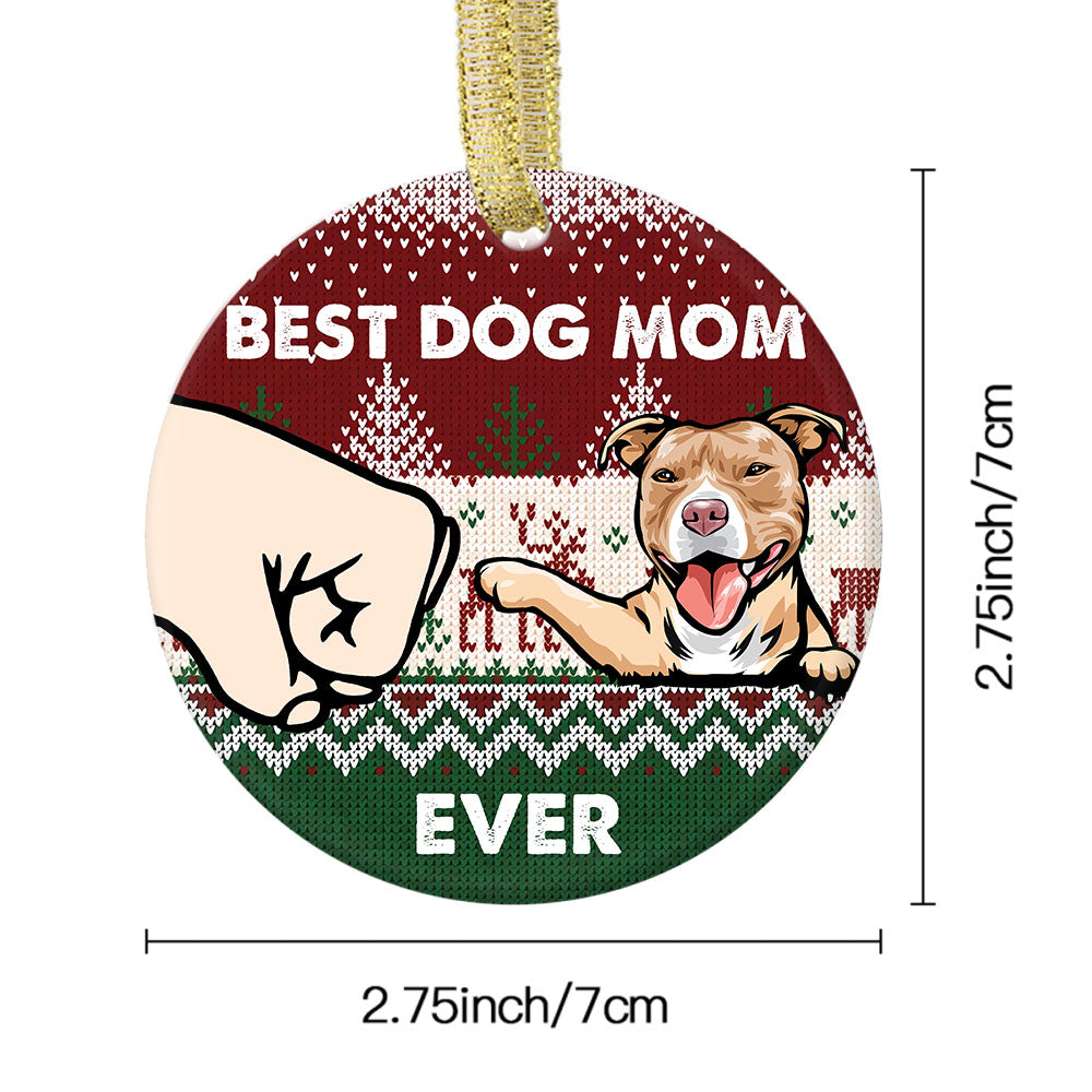 Personalized Best Dog Dad Ever Christmas Ceramic Ornament, Personalized Decorative Ornament CHI-THUY