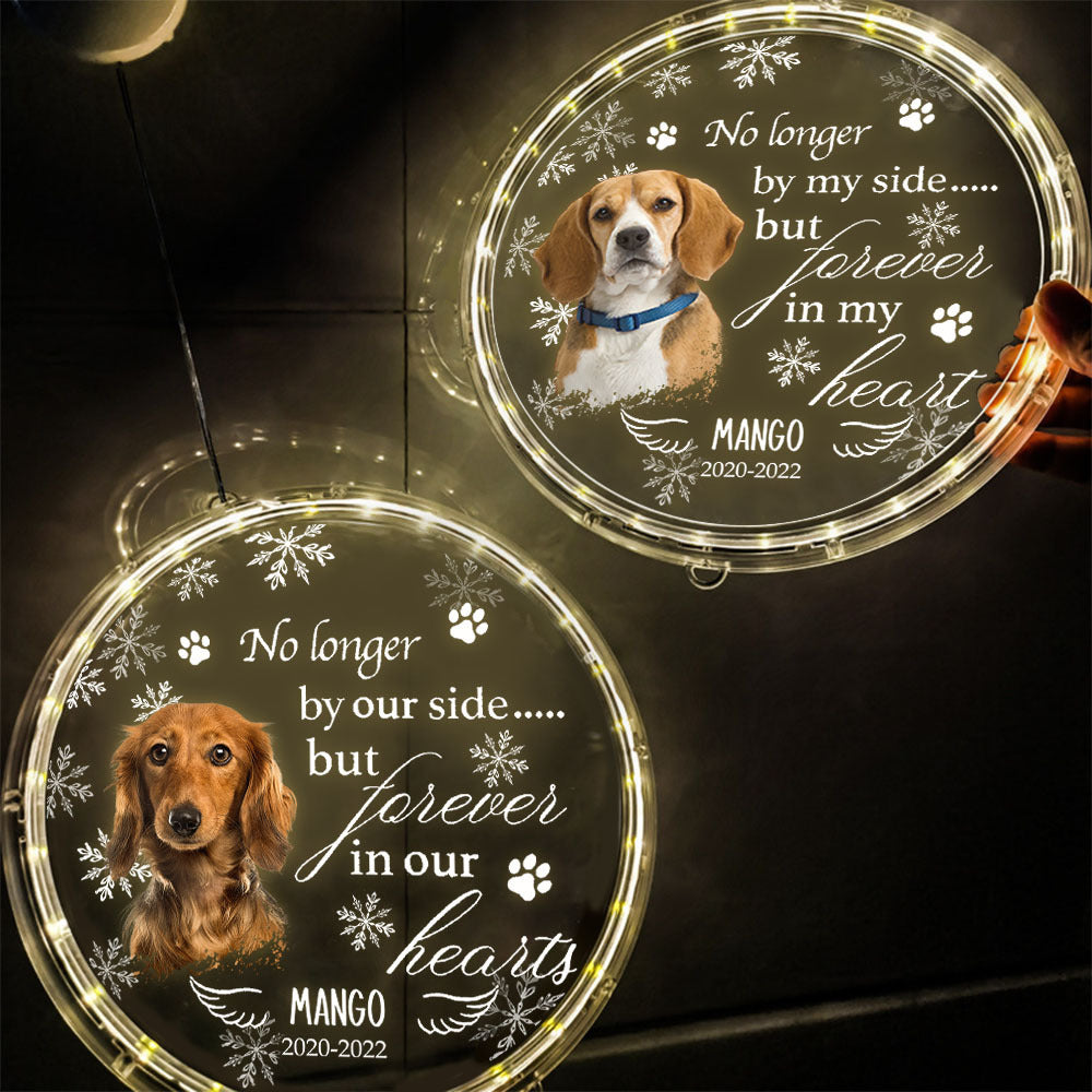 Personalized Led Acrylic Ornament - Memorial Gift For Pet Lovers - No Longer By My Side Pet Photo