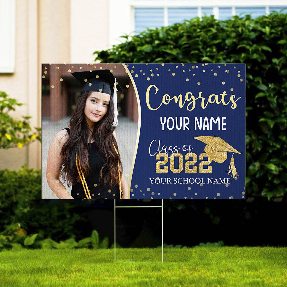 Congrats Graduation Lawn Sign With Stake, Photo Yard Sign