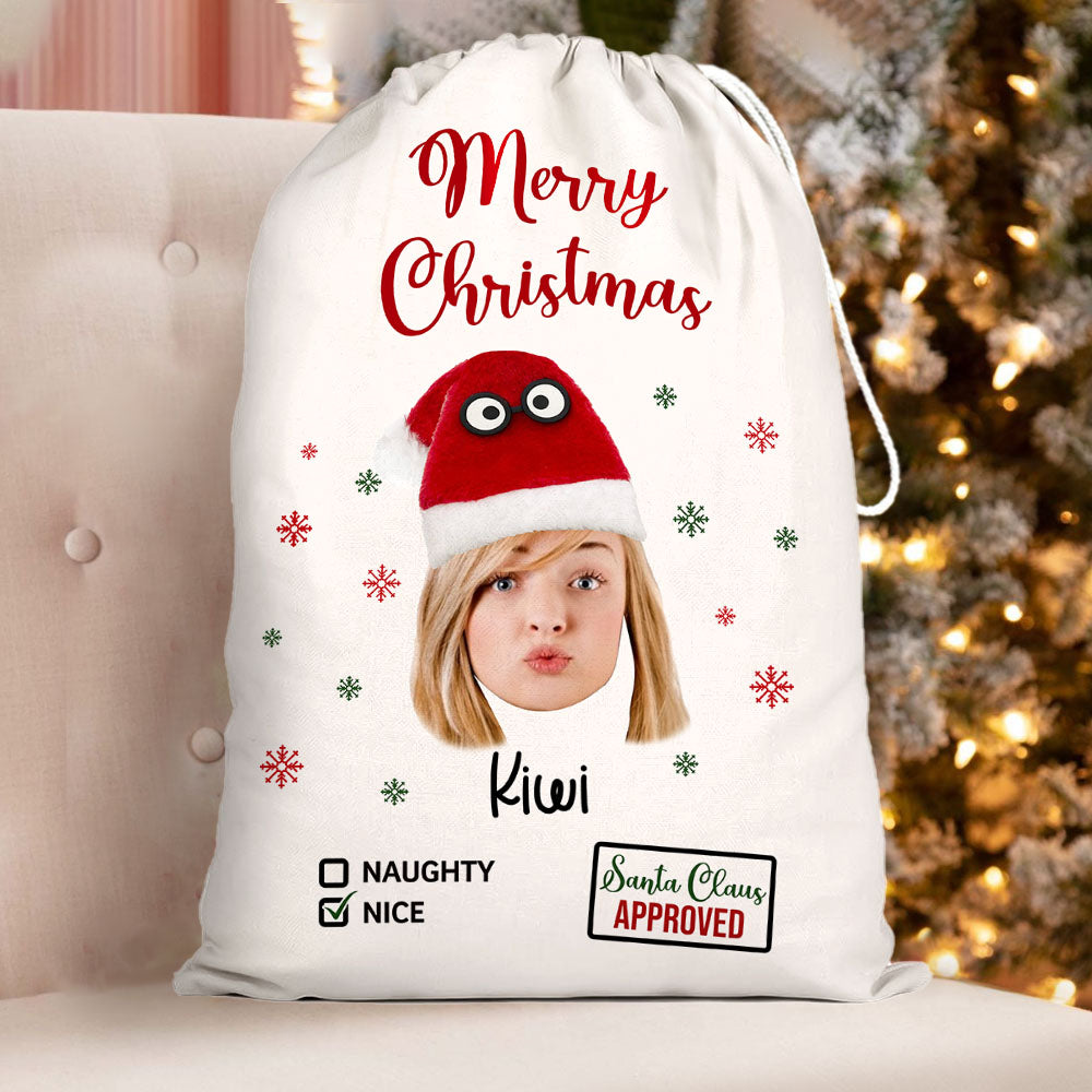 Personalized Face Photo Funny Trouser-Shaped Noel Hat Christmas Bag, Holiday Gift For Family Dung-Yen