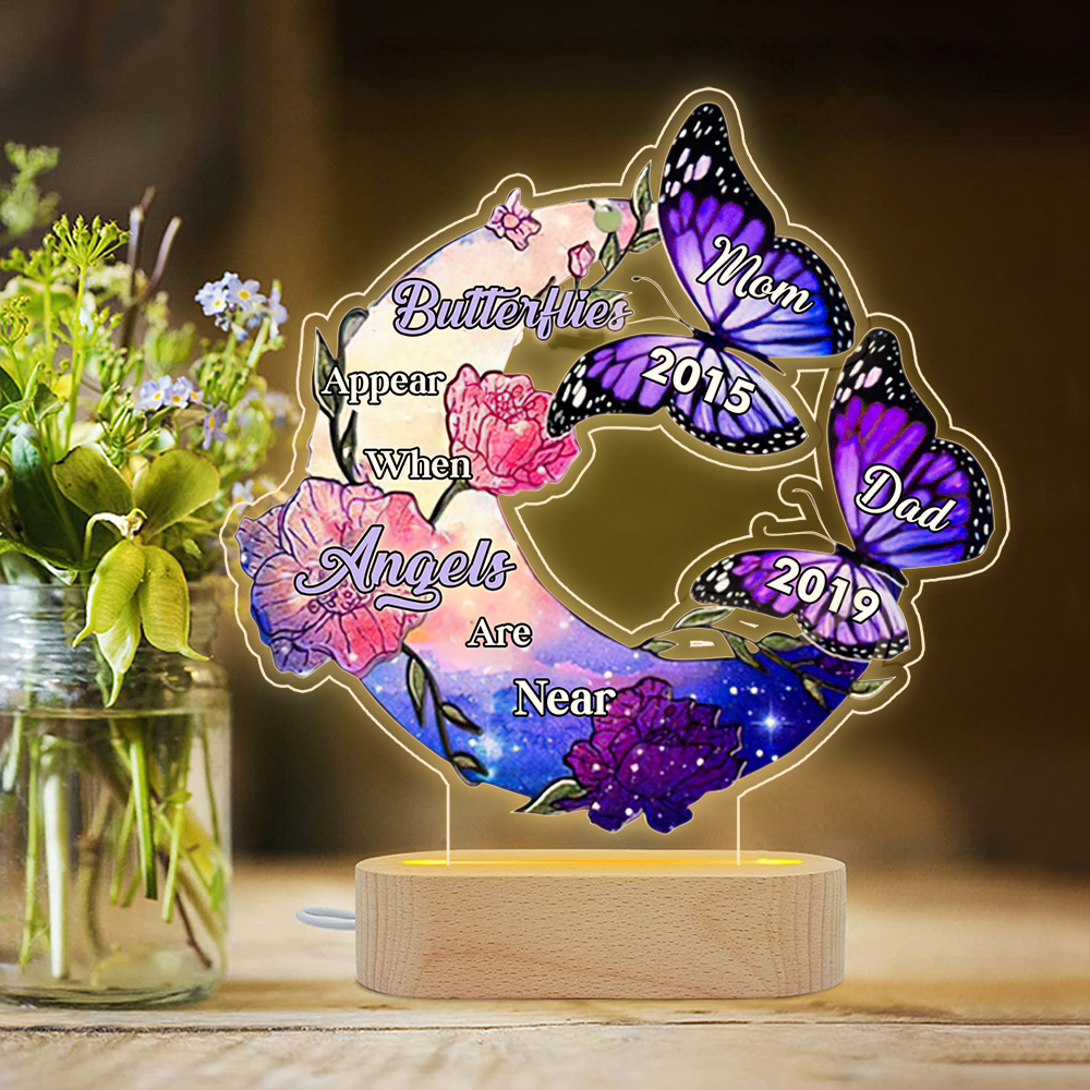 Personalized Butterflies Appear When Angels Are Near Mom Dad Memorial Lamp, Symathy Gift CHI-YEN