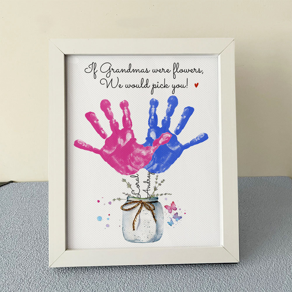 If Grandmas/Moms Were Flowers Photo Frame, Kids Handprint Keepsake