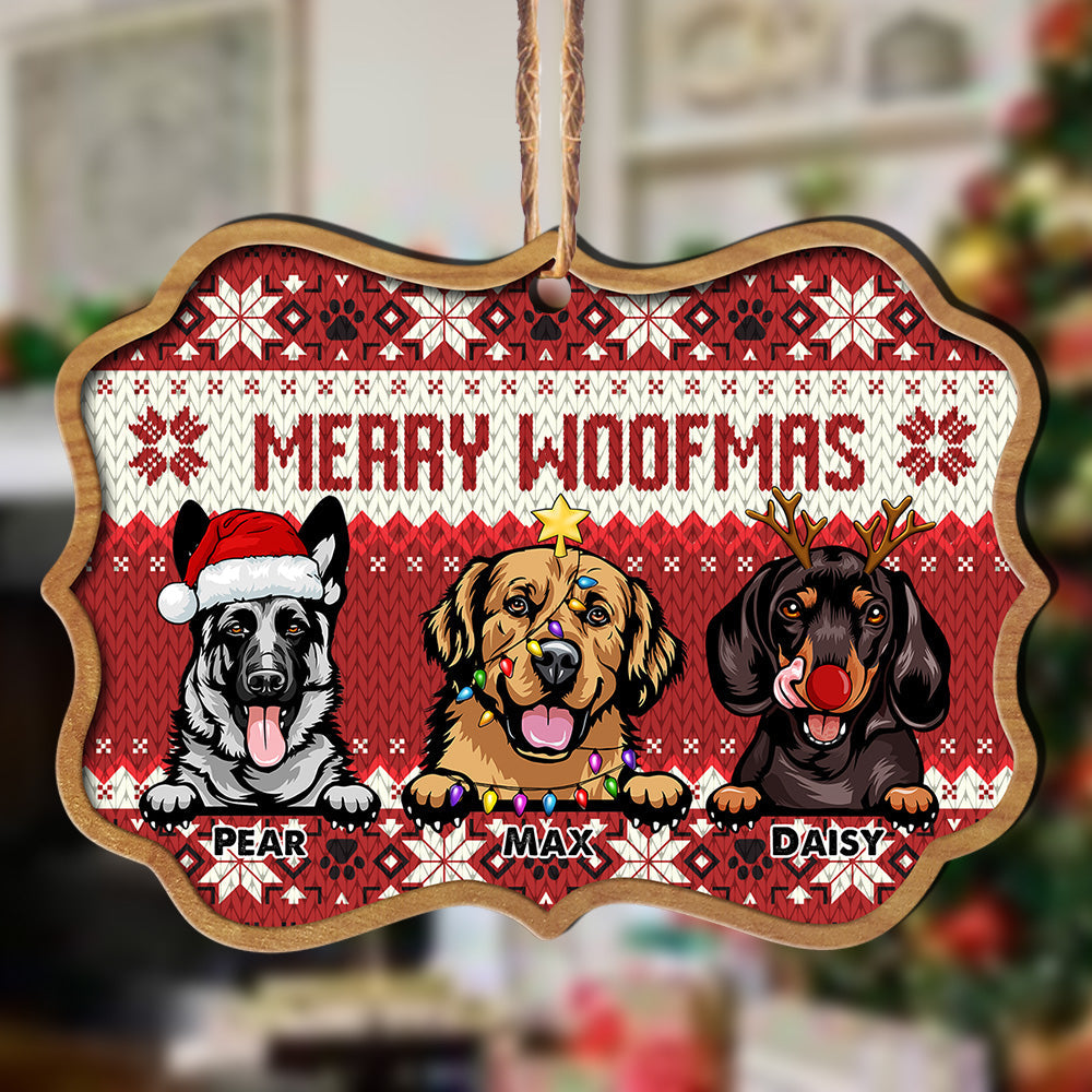 Merry Woofmas Personalized Dog Christmas Pattern MDF Ornament, Customized Holiday Ornament CHI-YEN