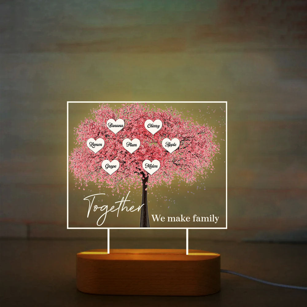 Personalized Together We Make Family Lamp With Wooden Oval Stand, Gift For Family Member