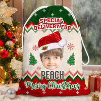 Thumbnail for Personalized Santa Sack - Christmas Gift For Family - Ugly Sweater Pattern Face Photo