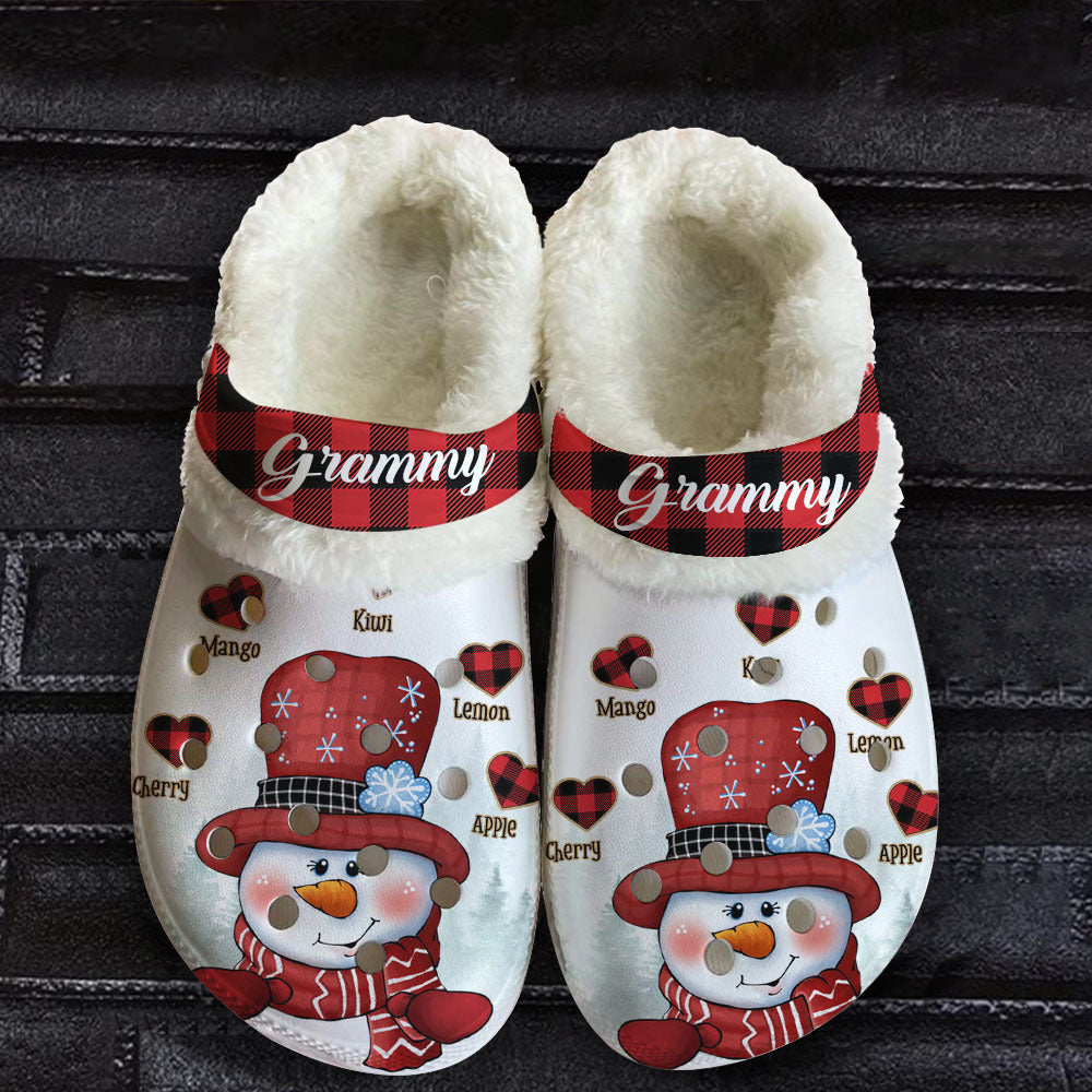 Personalized Grandma Heart Christmas Fleece Crocs, Gift For Mom Grandma YHN-THUY