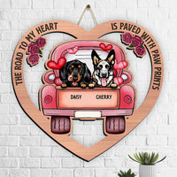 Thumbnail for The Road To My Heart Is Paved With Paw Prints Dog Car Shaped Wood Sign Dung-Yen