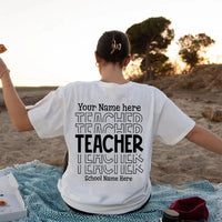 Thumbnail for Custom Name Teacher Echo Backside Shirt, Back to School T-shirt