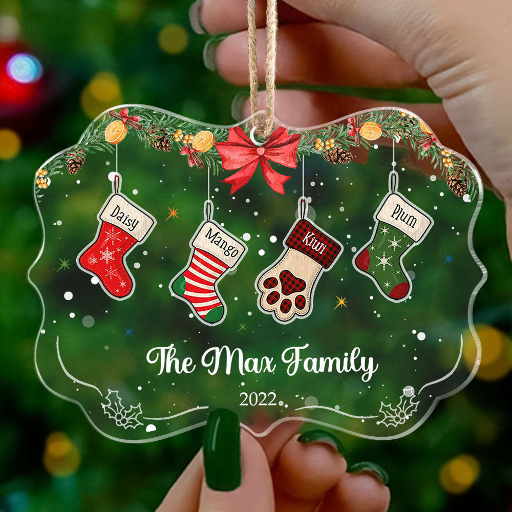 Custom Christmas Stockings Hanging Family Printed Acrylic Ornament, Christmas Gift YHN-THUY