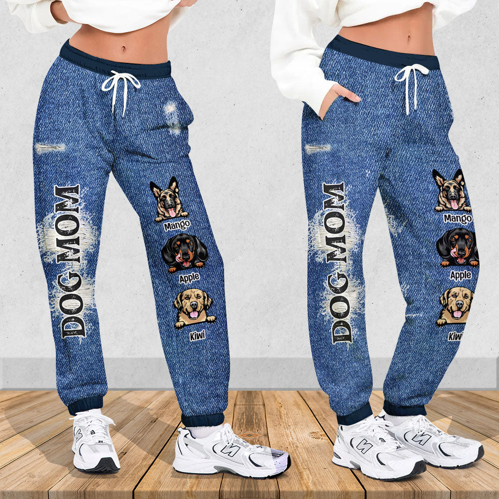 Custom Dog Mom Dog Dad Jeans Pattern Sweatpants, Best Gift For Dog Lovers Dung- Thuy