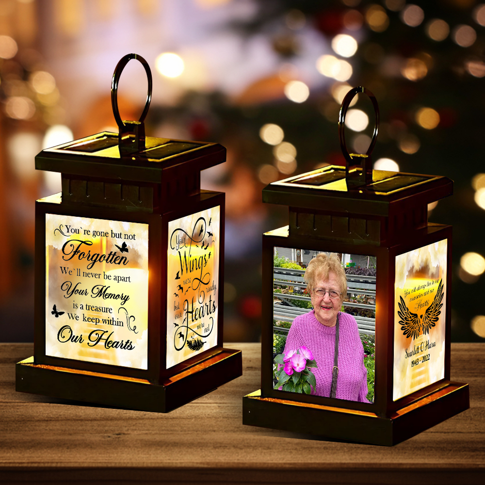 Personalized Solar Lantern - Christmas Gift For Family - Gone But Not Forgotten Memorial Photo