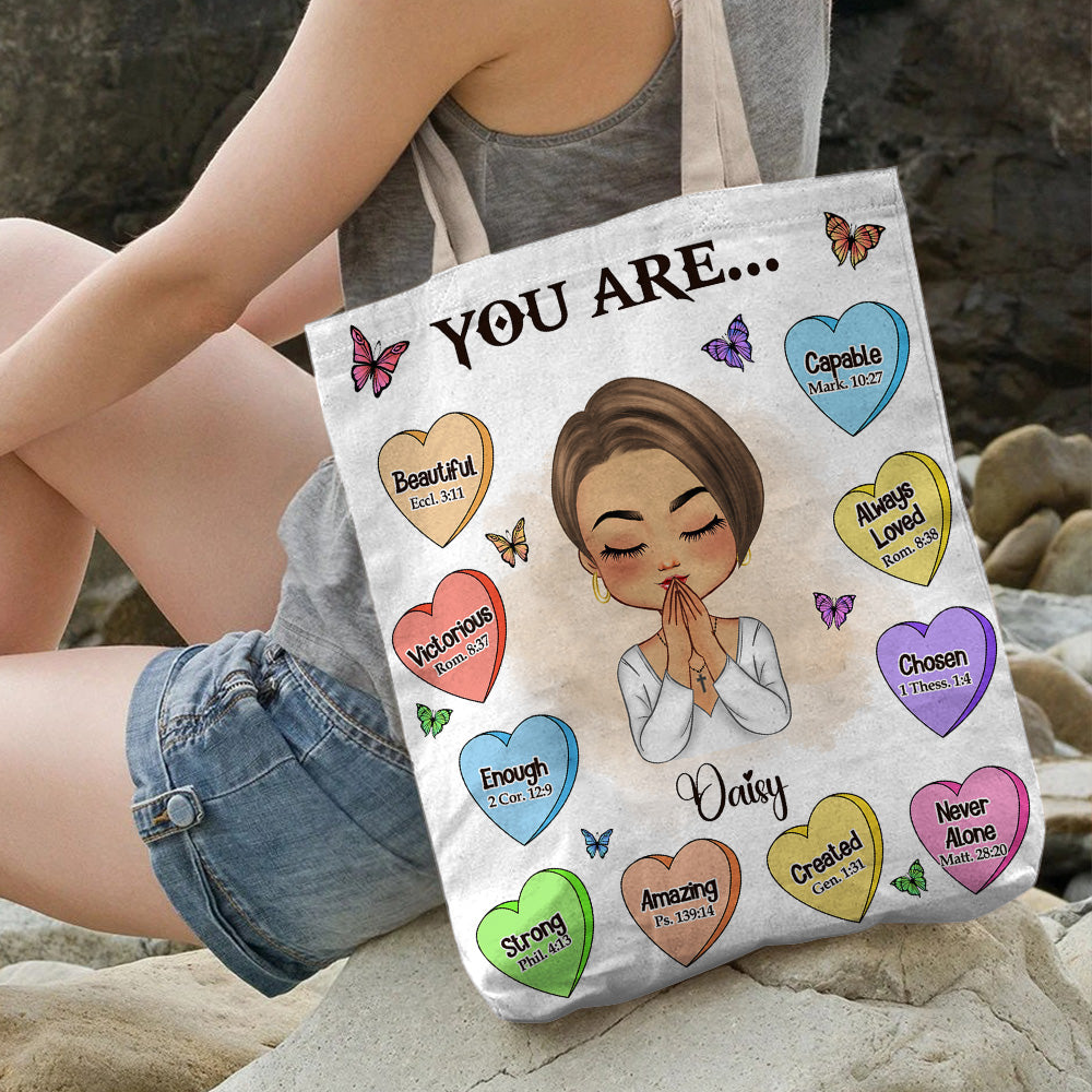 Personalized You Are Praying Girl Tote Bag, Gift For Friend Bestie Daughter