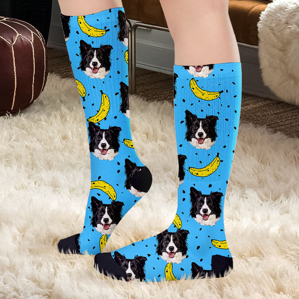 Custom Pet Face Cutout Photo Christmas Socks, Christmas Gift YHN-THUY