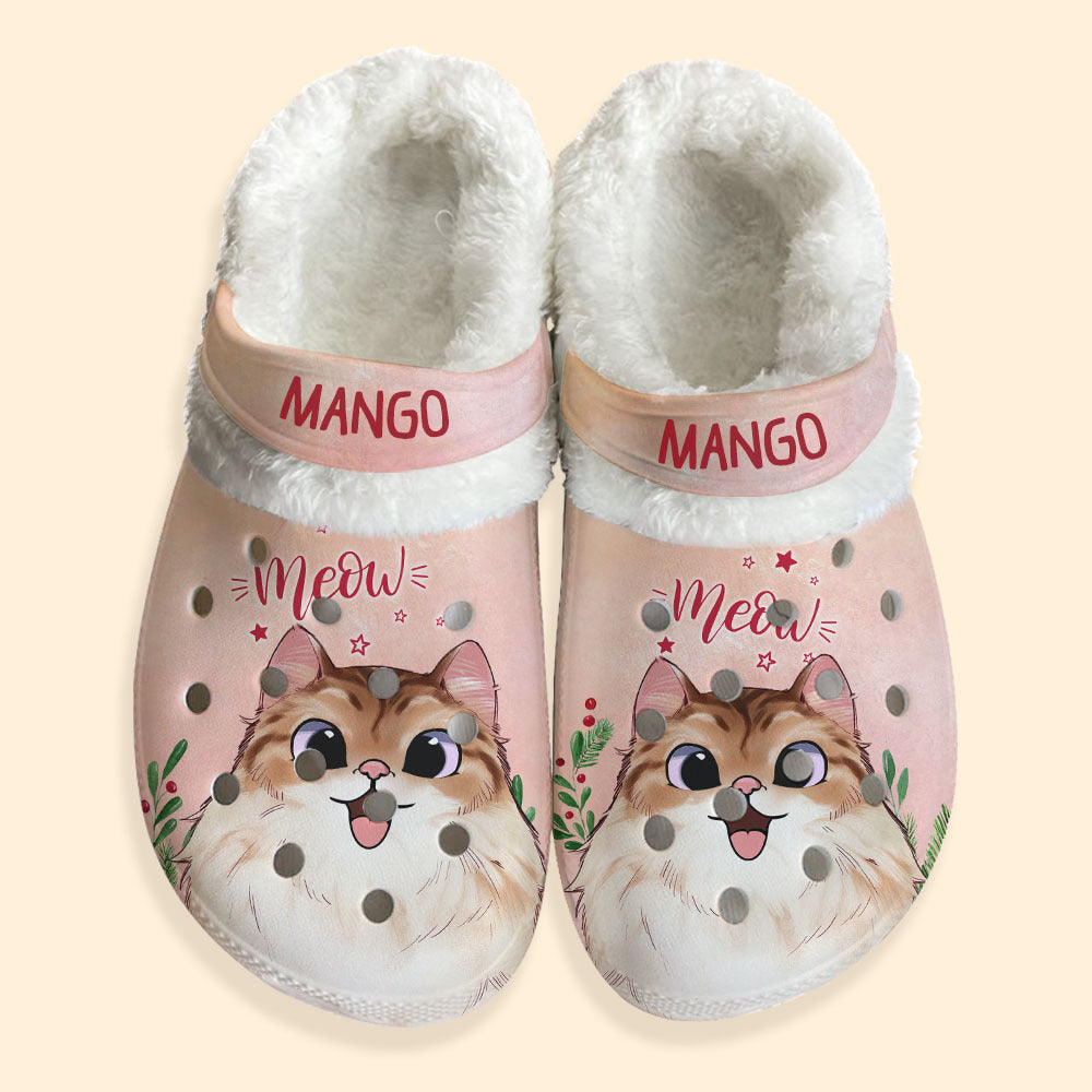 Personalized Meowy Catmas Cat Fleece Crocs - Christmas For Cat Lover