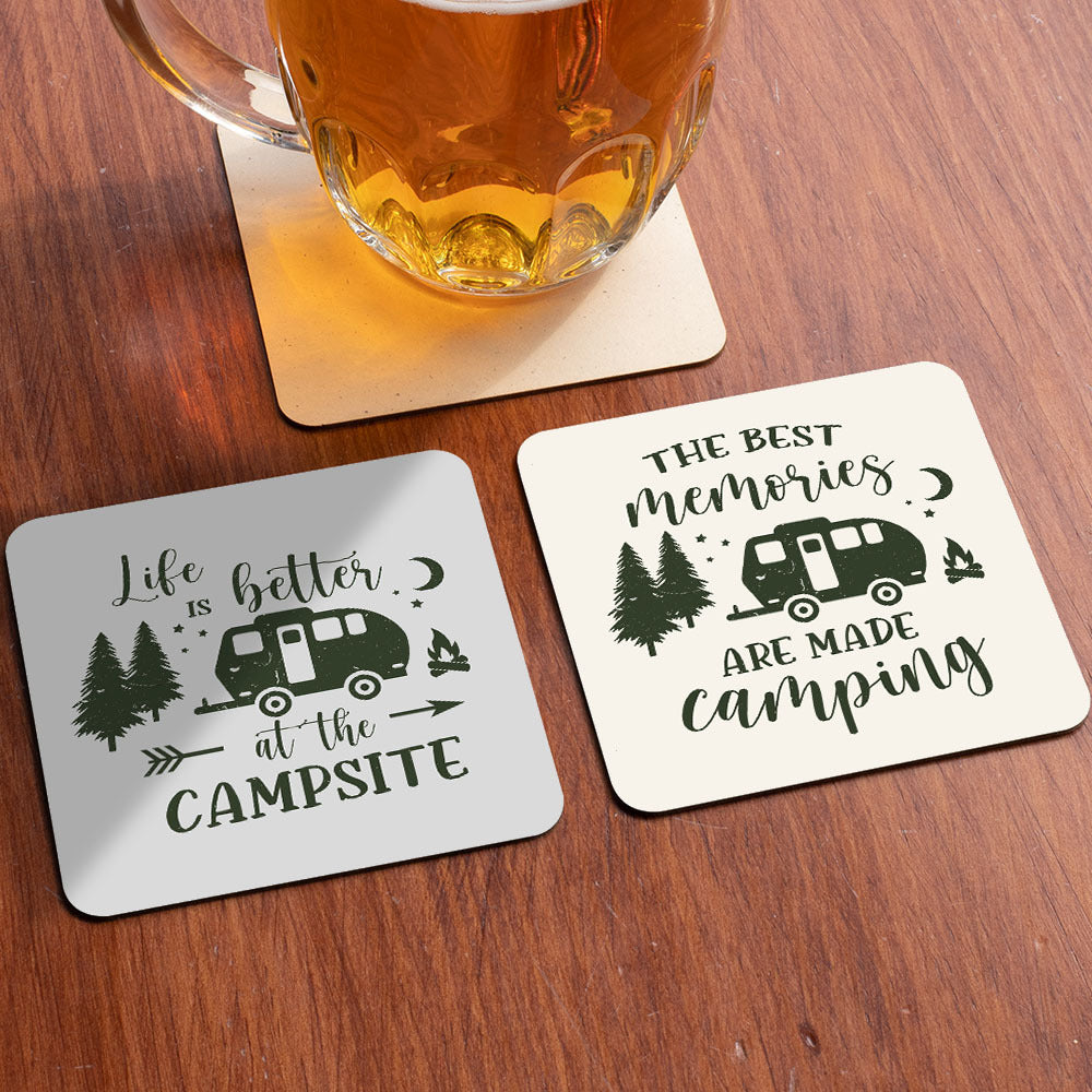 Making Memories One Campsite Square Stone Coaster