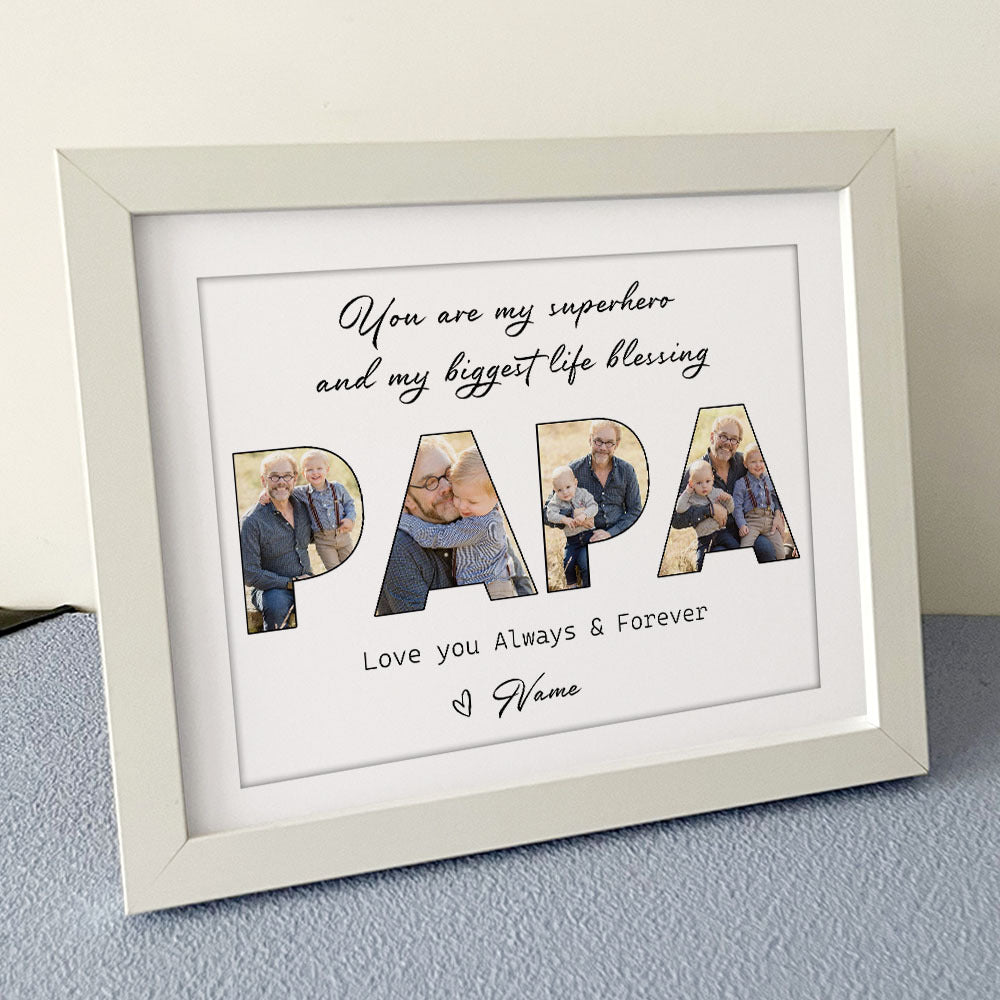 You Are My Superhero Papa Collage Photo Frame, Gift For Grandpa