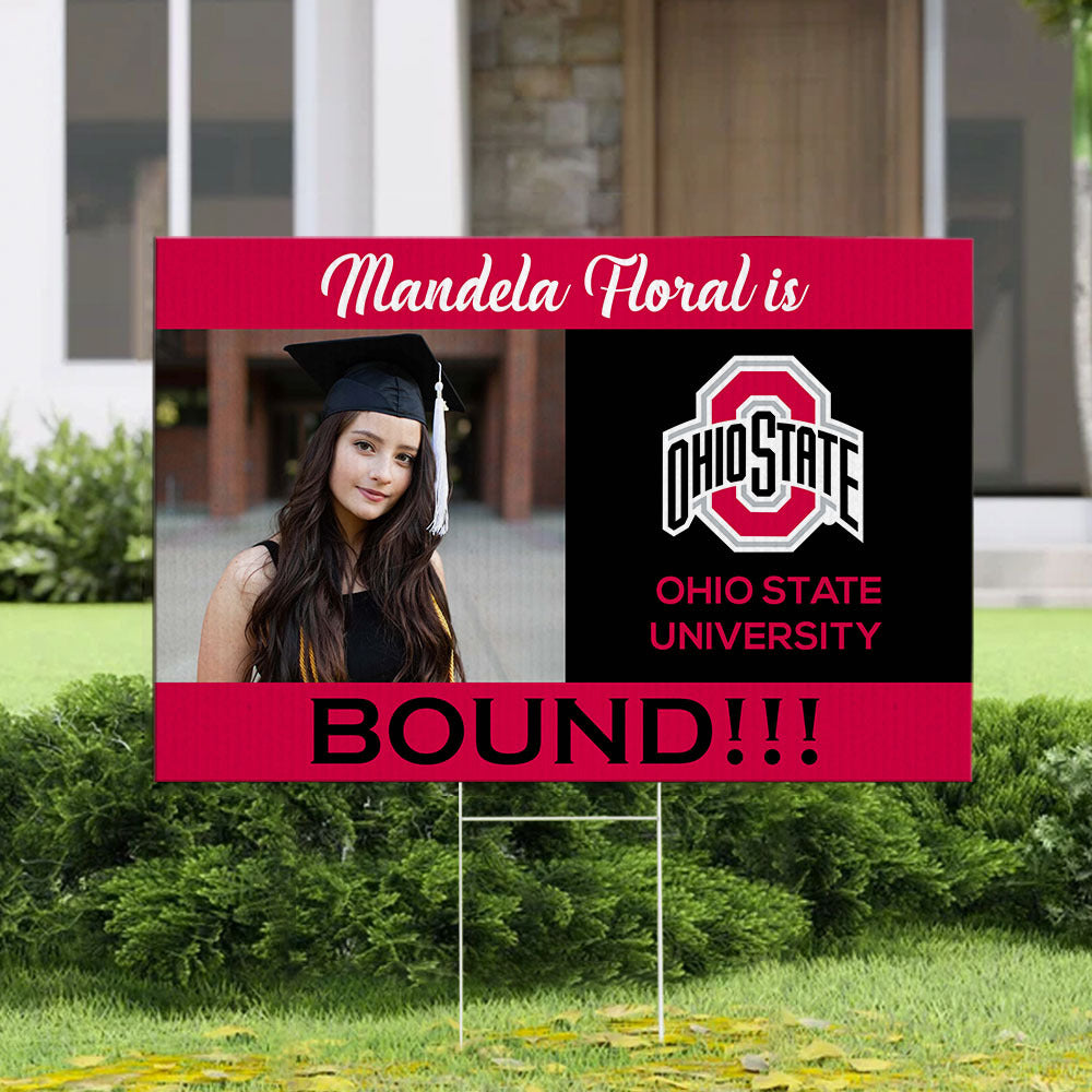 Bound Graduation Lawn Sign With Stake, Photo Yard Sign