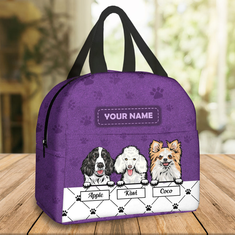 Personalized Dog Leather Pattern Lunch Bag, Gift For Dog Lovers AI