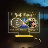 Thumbnail for Personalized God Knew My Heart Need You Lamp With Wooden Oval, Love Gift For Couple