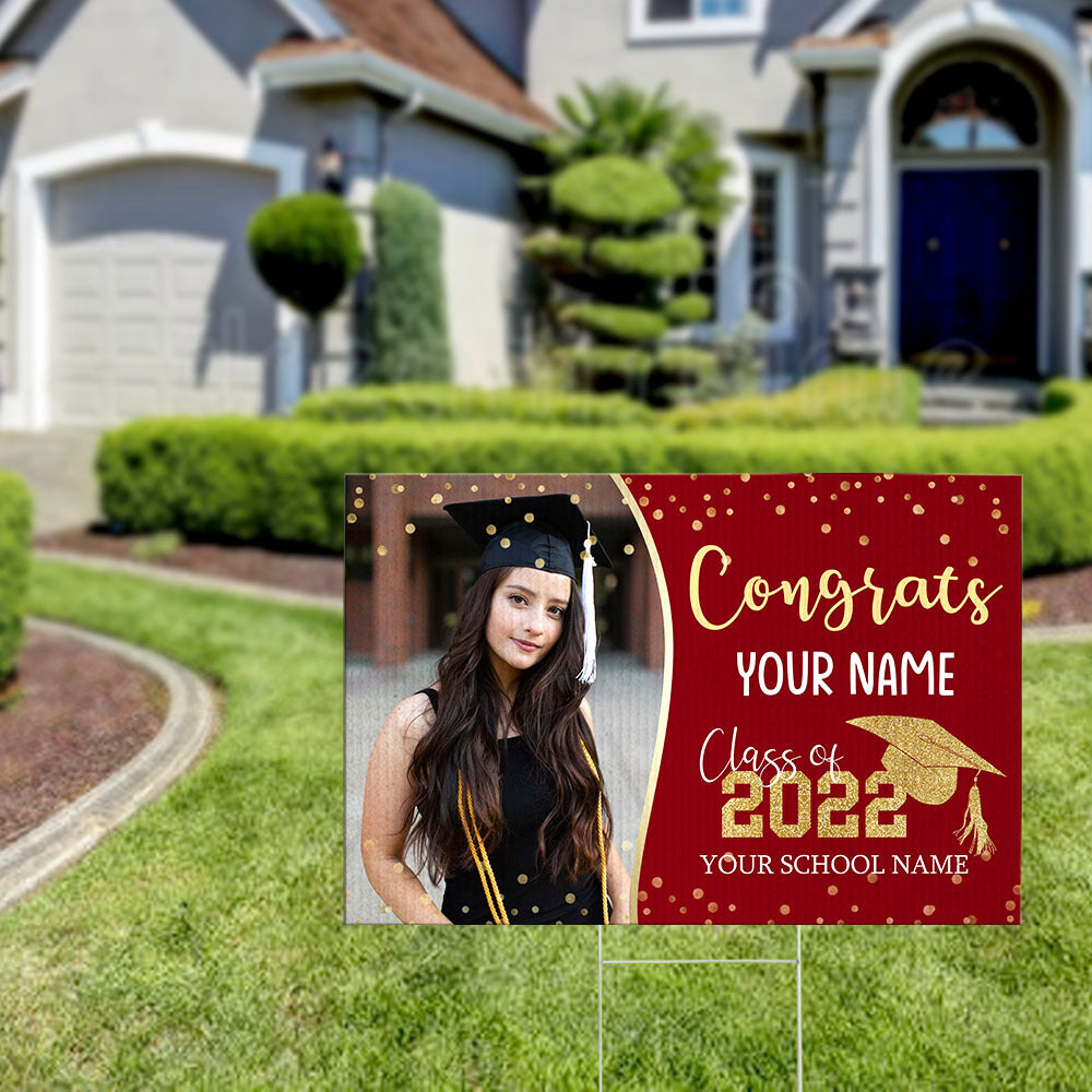 Congrats Graduation Lawn Sign With Stake, Photo Yard Sign