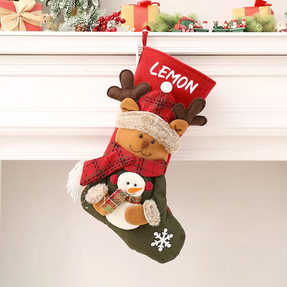 Personalized Embroidered Christmas Stocking V2 - Christmas Gift For Family - Custom Name Christmas Stockings