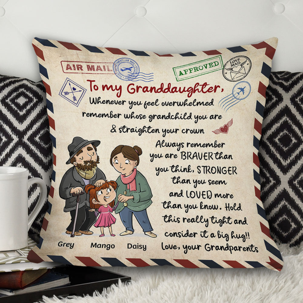 Personalized Letter To My Grandson Granddaughter Pillow, Gift For Grandpa Grandma CHI-THUY