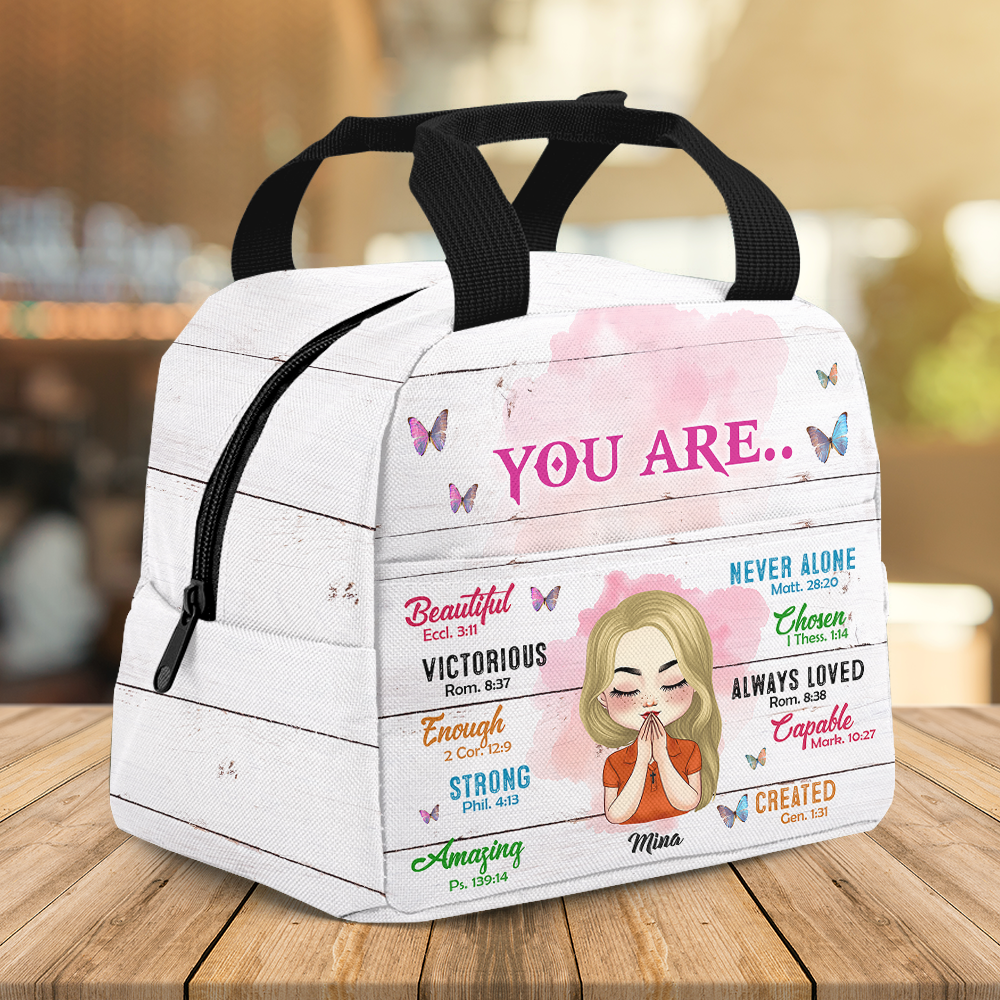 Personalized God Says You Are Bible Quote Lunch Bag, Gift For Family