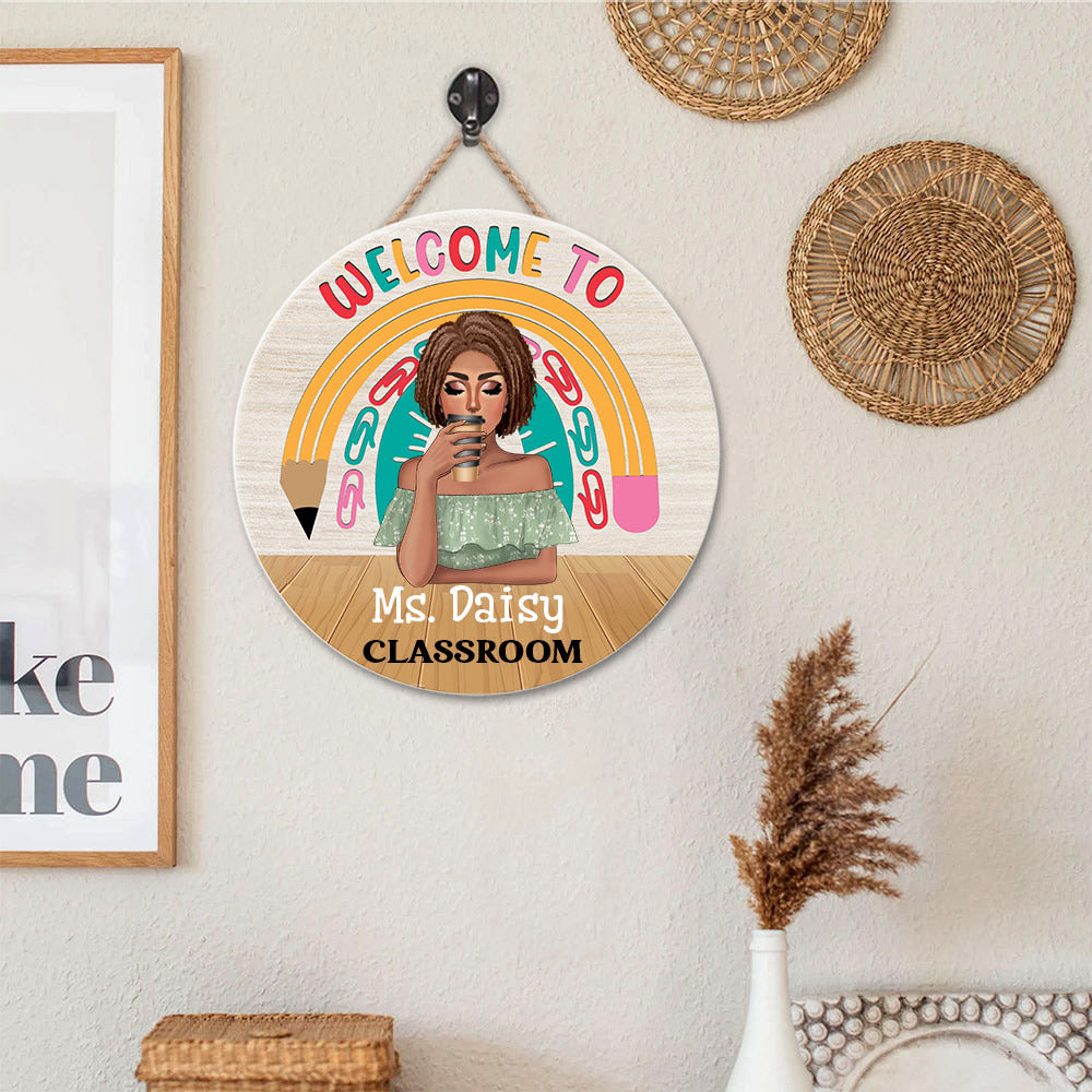 Welcome To Teacher Classroom Wood Sign, DIY Gift For Back To School