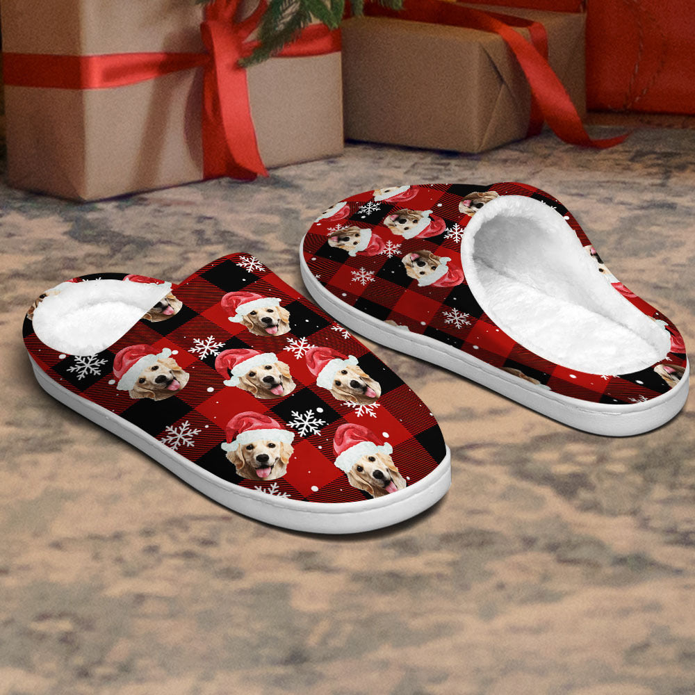 Personalized Slippers - Christmas Gift For Pet Lovers - Santa Hat With Pet Photo