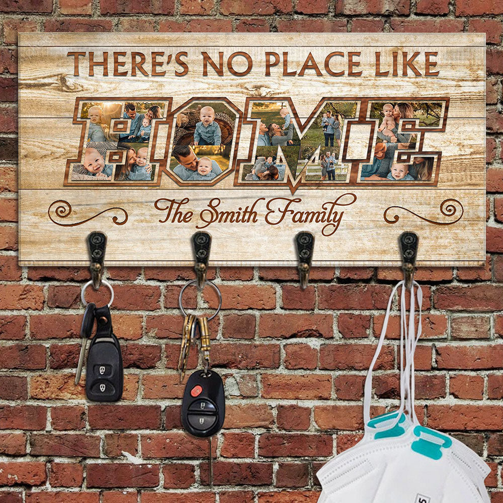 There's No Place Like Home Personalized Photo Key Hanger, Key Holder