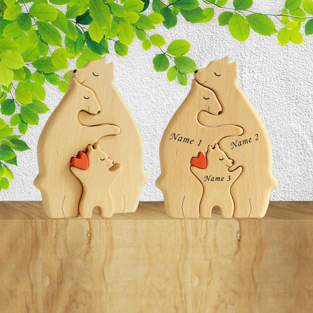 Personalized Wooden Bear Family Puzzle - Gift For Family - Handcrafted Room Decor