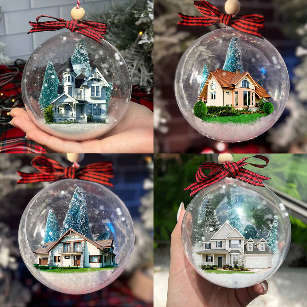 Personalized 3D Acrylic Ball Ornament - Christmas Gift For Family - New Home New Begingings House Photo