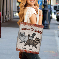 Thumbnail for Personalized Double Trouble Cat Walking Tote Bag, Gift For Cat Lovers JonxiFon