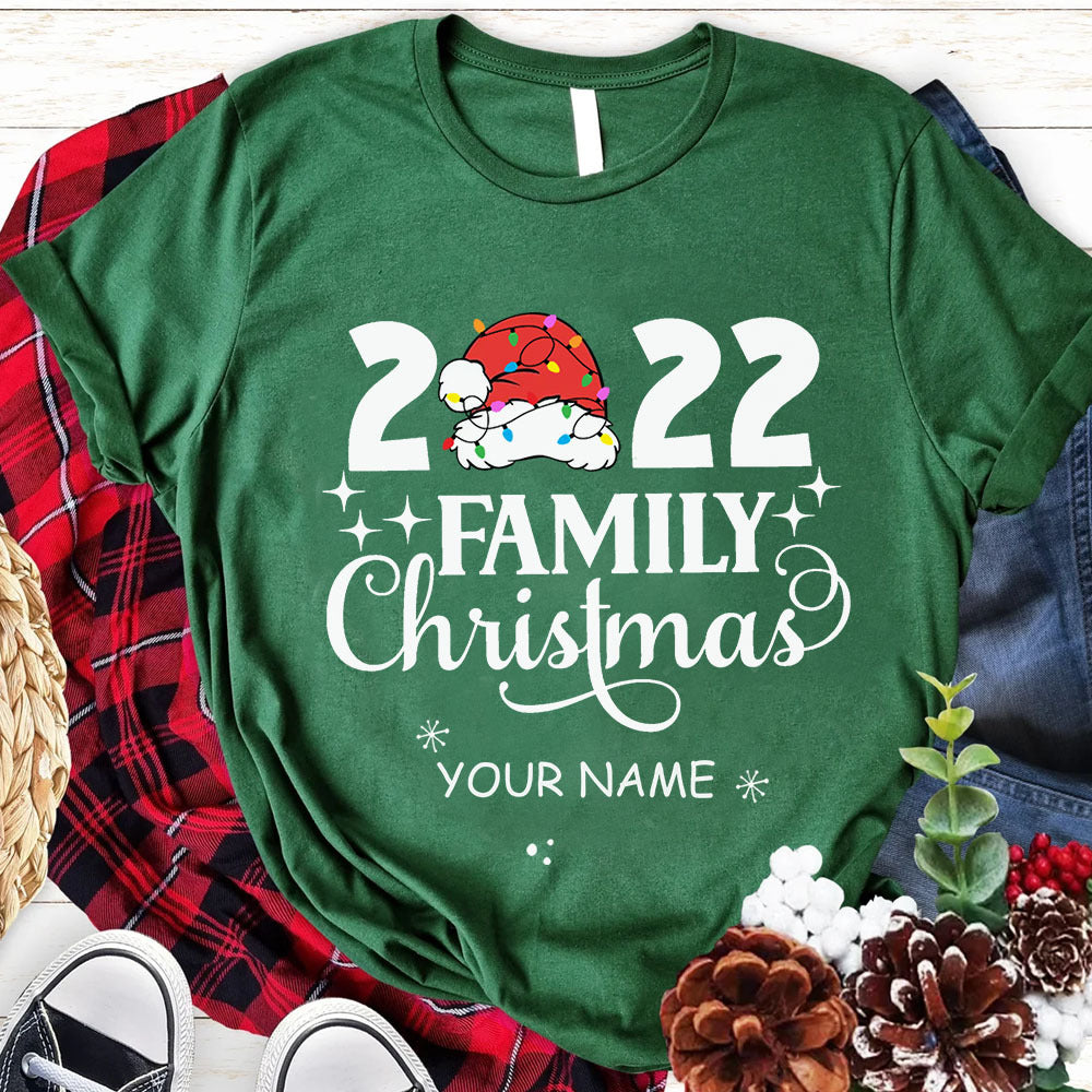 Custom Name Family Christmas 2022 T-Shirt, Christmas Gift CustomCat