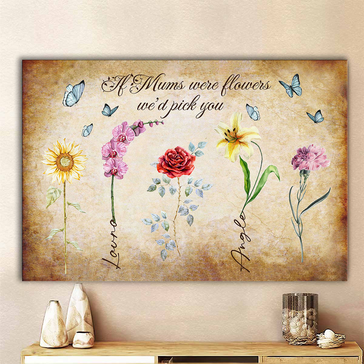 If Mums/Nanas Were Flowers We'd Pick You Canvas Wall Art