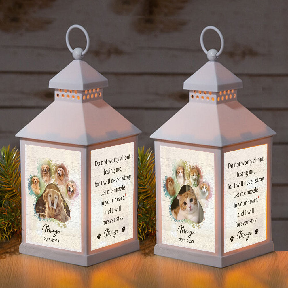 Custom Do Not Worry About Losing Me Paw Prints Photo Lantern II, Pet Memorial Gift JonxiFon