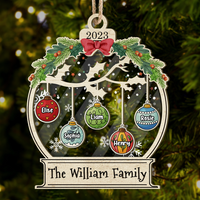 Thumbnail for Personalized Wooden & Acrylic Layered Ornament - Christmas Gift For Family - Christmas Ball With Name