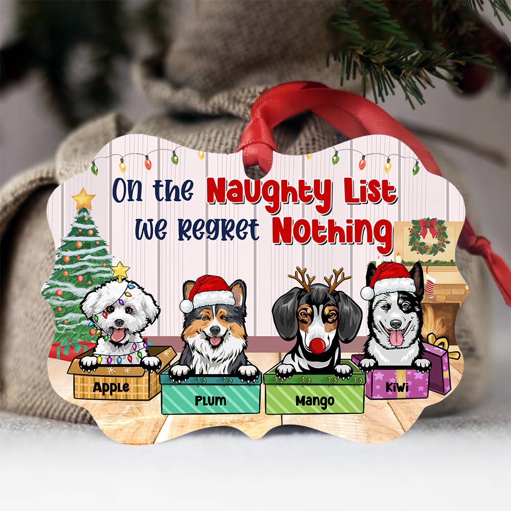 On The Naughty List Personalized Dog Christmas MDF Ornament, Customized Holiday Ornament CHI-YEN